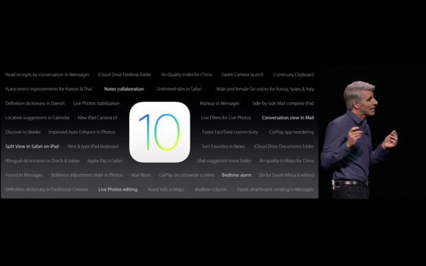 Apple zeigt iOS 10. (Bild: Apple/Screenshot: Golem.de)